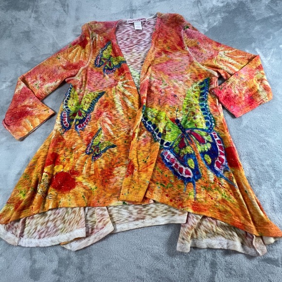 Leoma Lovegrove Open Cardigan Womens Sz XL  Butterfly Wearable Art Knit Kimono - Picture 3 of 12